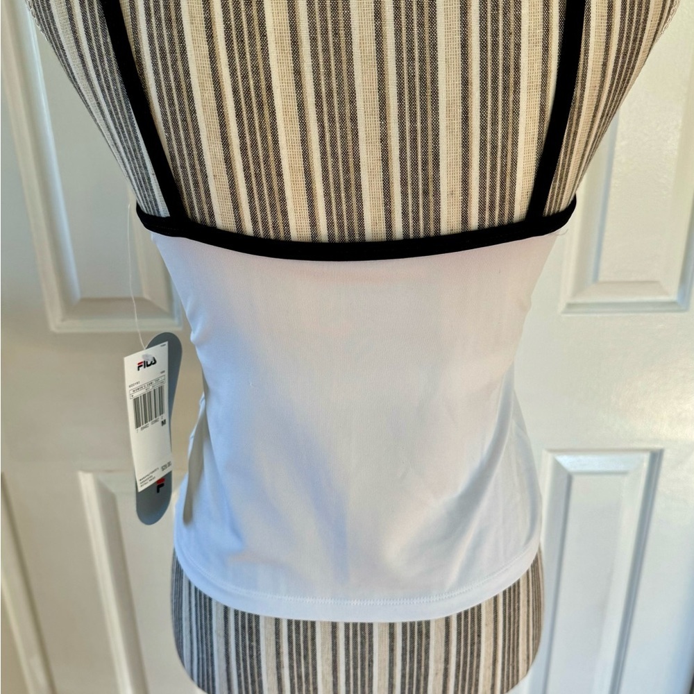 NWT FILA Woman’s Cami Tank Top White with Black trim size medium - Picture 3 of 8